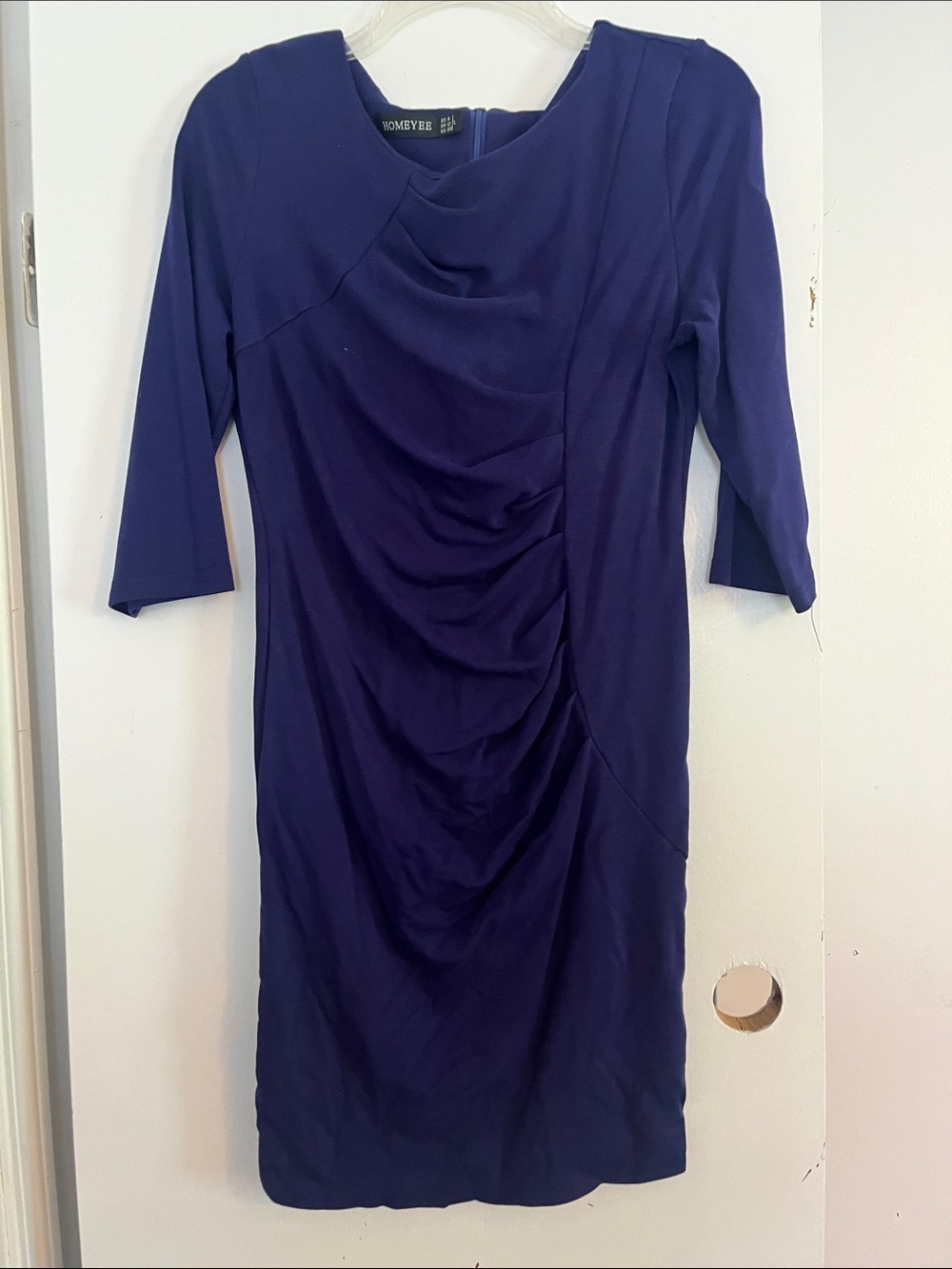 Midnight Blue Ruched Midi Dress